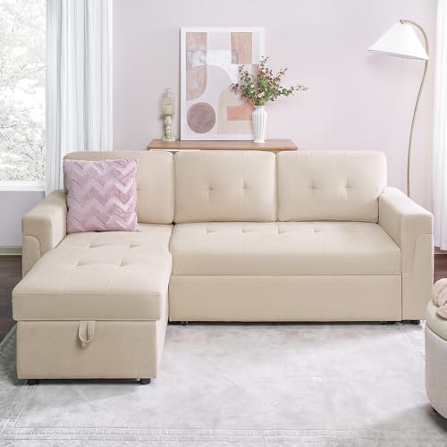 Naomi Home Reversible Sleeper Sectional Sofa Storage Chaise Velvet/Dark Gray