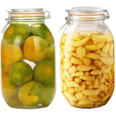 Large Glass Jars with Airtight Lids and Leak Proof Rubber Gasket 101Oz,Wide Mouth Mason Jars with Hinged Lid Kitchen Canisters 3
