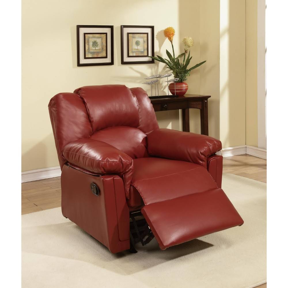 Benzara Bm171428 Bonded Leather Rocker/Recliner Red