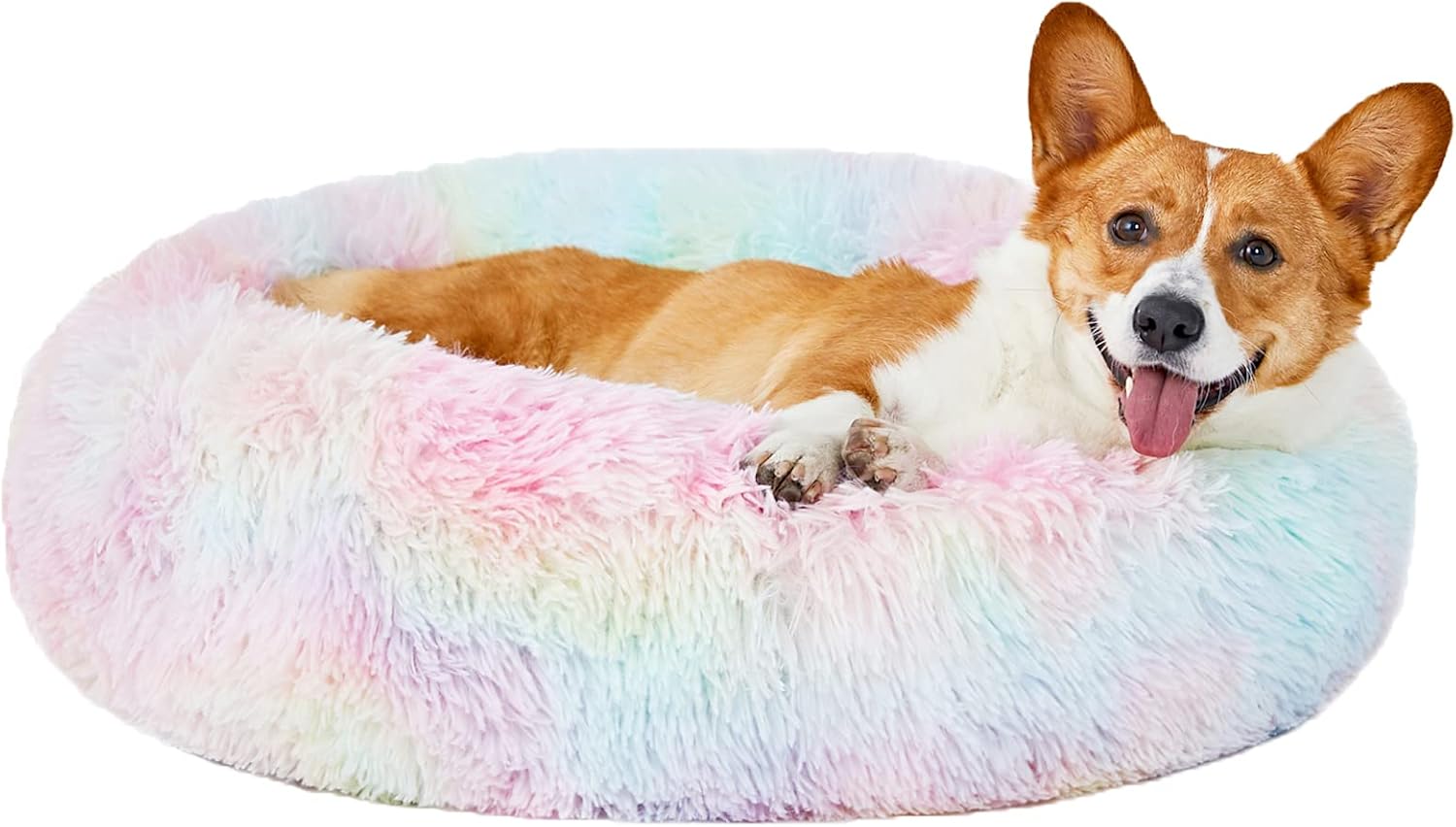 HACHIKITTY Dog Beds for Large Dogs, Calming Dog Bed Machine Washable, Faux Fur Donut Dog Cuddler, 30 inch