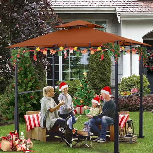 ABCCANOPY 8x5 Grill Gazebo - Outdoor BBQ Canopy Shelter with Led Light for Patio Backyard Grilling (Dark Gray)