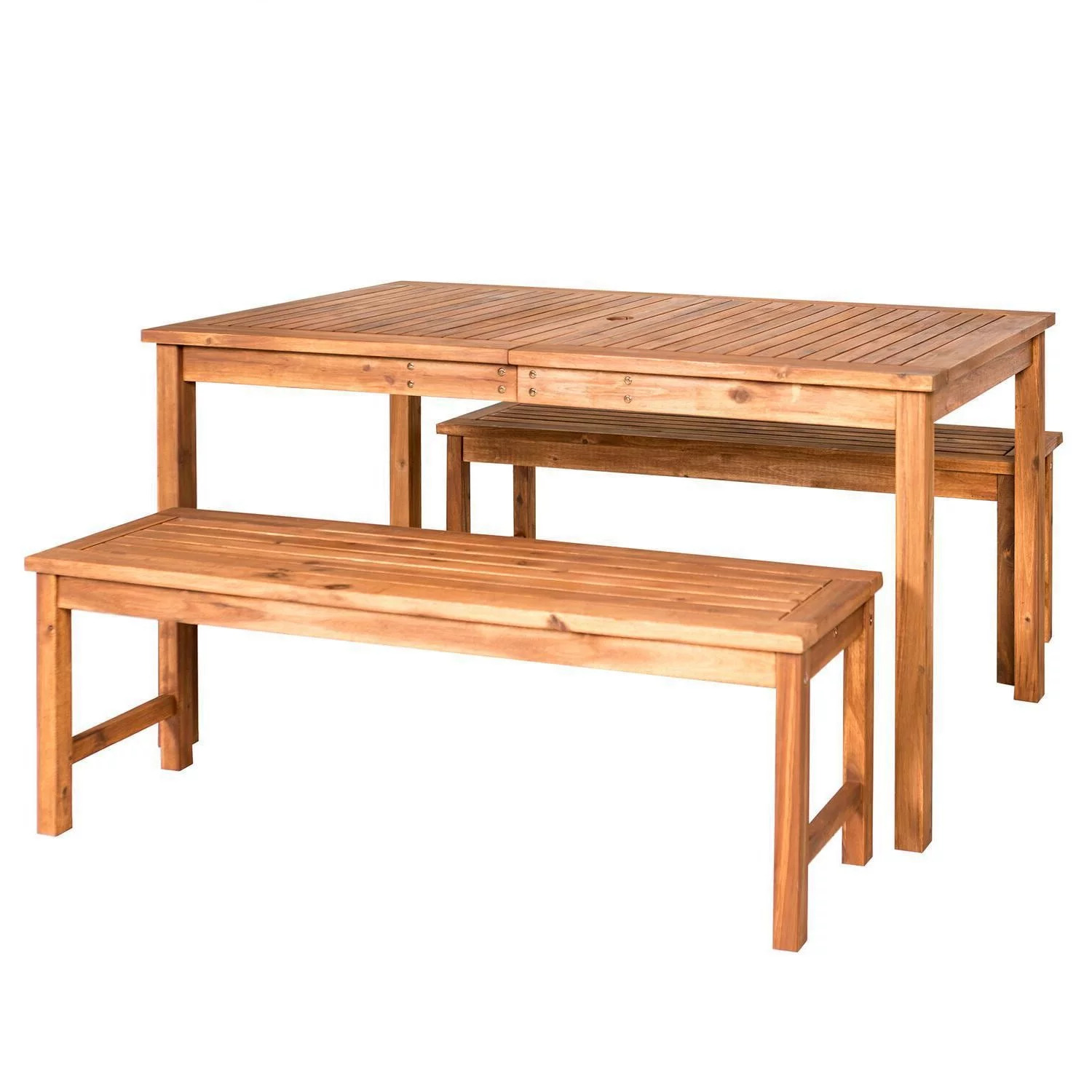 Acacia Wood Simple Patio 3-Piece Dining Set - Brown