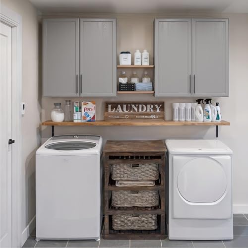 Wall Storage Cabinet - Kitchen Laundry Wall Amount Cabinet with Two Shaker Doors and Shelf, in Grey, 24'Wx2 Pcs