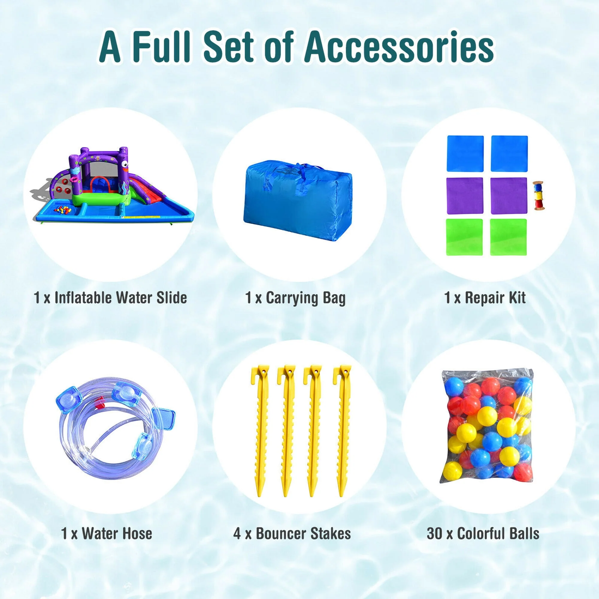 Gymax Inflatable Water Slide Castle Kids Bounce House w/ Octopus Style Blower Excluded