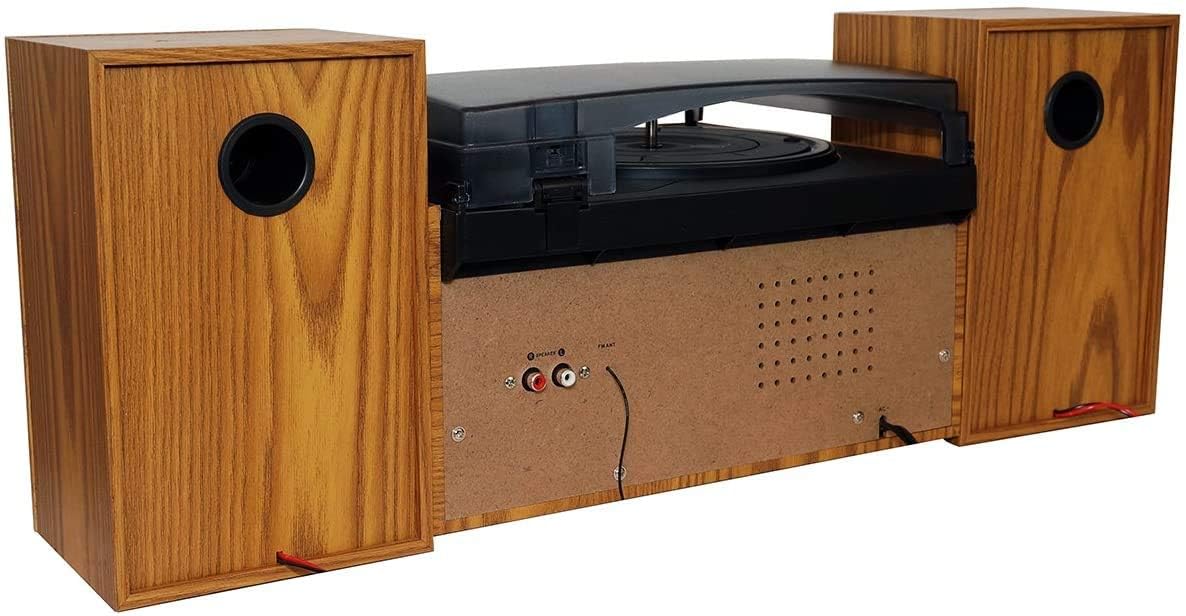 Boytone BT-28SPW, Bluetooth Classic Style Record Player Turntable with AM/FM Radio, CD/Cassette Player, 2 Separate Stereo Speakers, Record from Vinyl