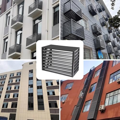 Outdoor Air Conditioner Fence, Aluminum Air Conditioner and Heat Pump Cover, Louvered Air Conditioner Top Cover Space Divider, for Outdoor Privacy