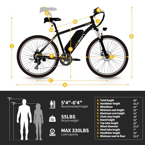 Jasion EB5 Plus Electric Bike, 480 WH Removeable Battery, 750W Peak Motor Electric Mountain Bike, 20MPH Ebike for Adults with Front Fork Suspension