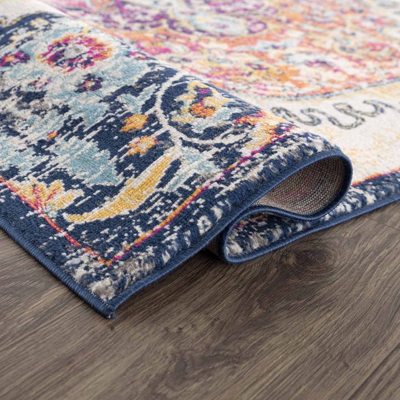 Tigris Collection Pasha Oriental Farmhouse Living Room Bedroom Dining Room Area Rug - Vintage Distressed - Boho Chic Medallion Pattern - Beige, Ivory
