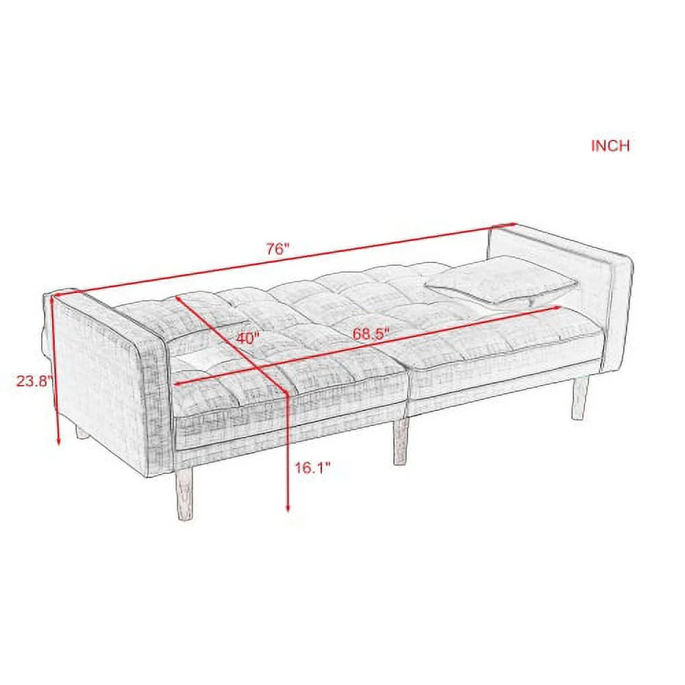Futon Sofa Bed with 2 Pillows, Futon Sleeper Sofa With 2 Pillows, Memory Foam Futon Sofa Bed Couch for Living Room, Guest Room