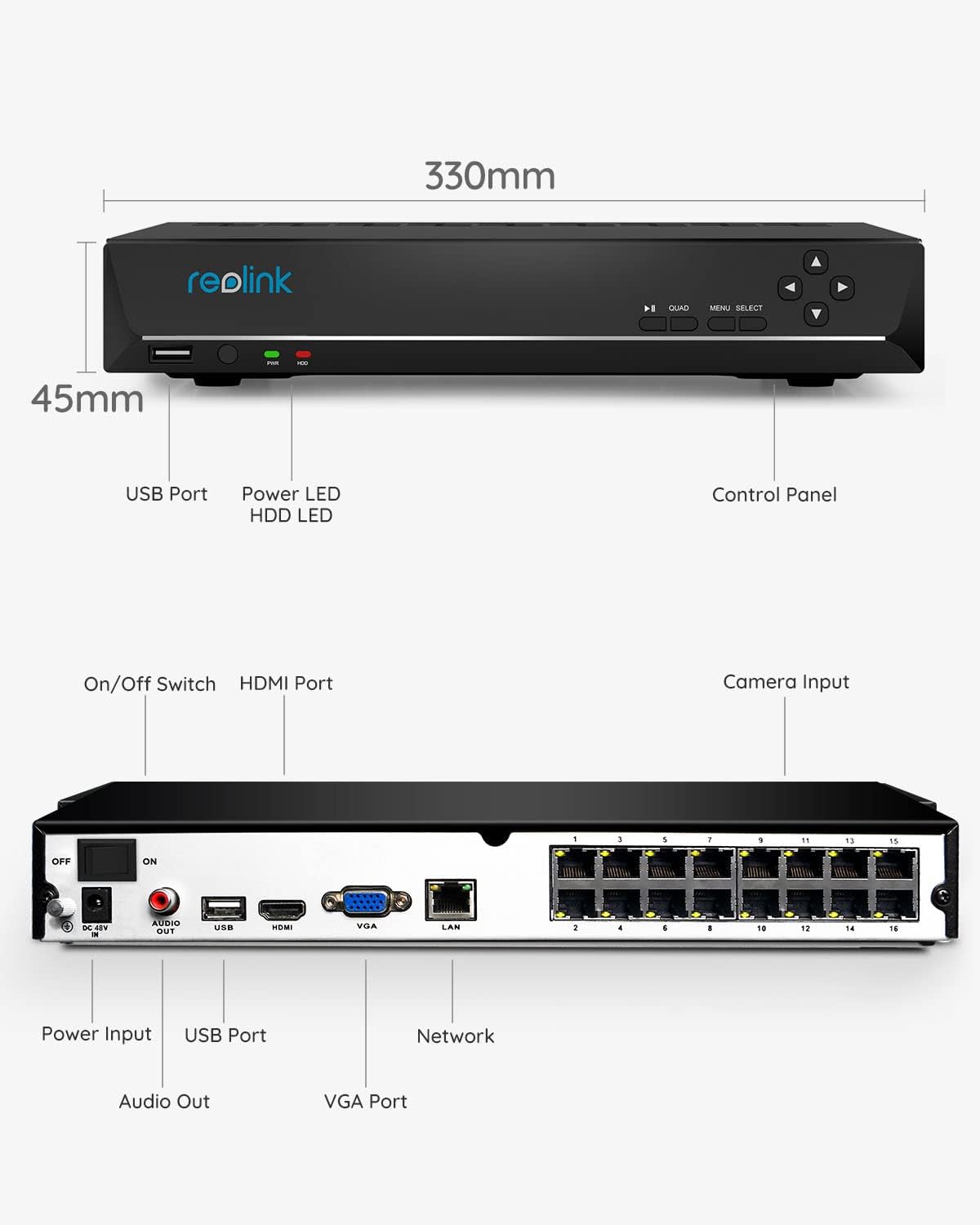 REOLINK 4K 16 Channel Network Video Recorder for Home Security Camera System, Work With 4K/5MP/4MP HD Reolink IP Cameras PoE NVR