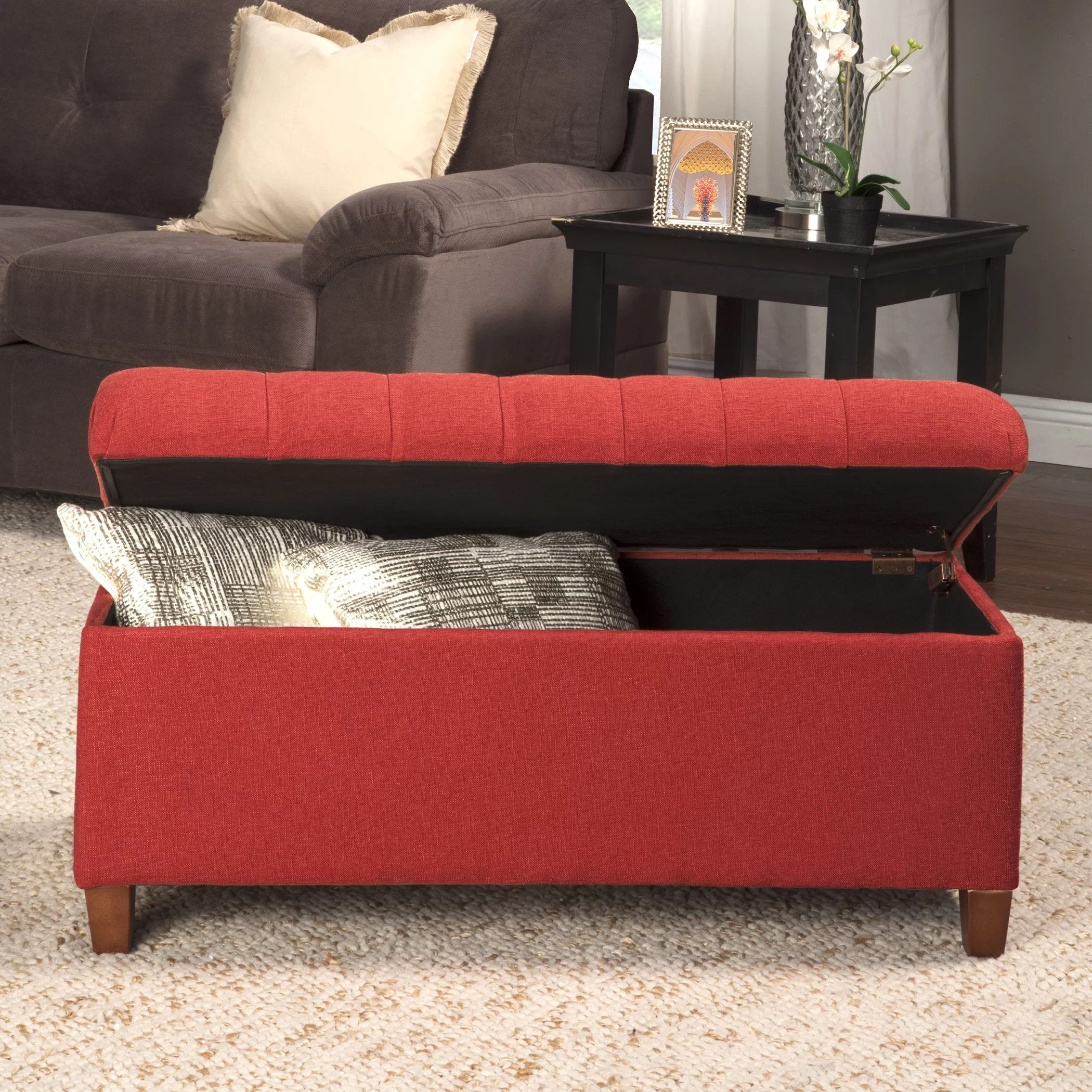 HomePop Ainsley Button Tufted Storage Bench, Multiple Colors
