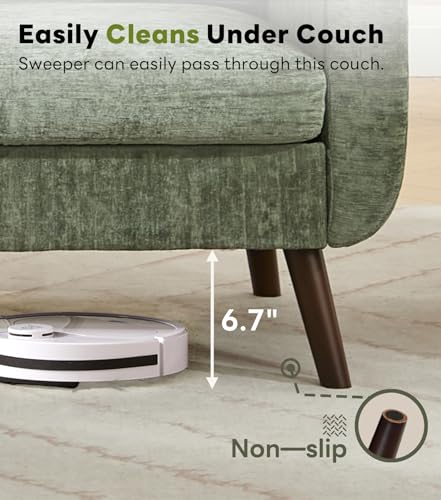 Tbfit L Shaped Couch Sofa, 80" W Mid-Century Modern Sectional Couches, 3 Seater Sofas with Wide Chaise Lounge & Two Pillows