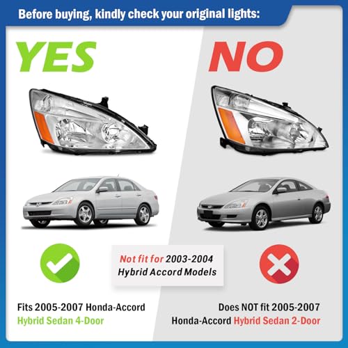 LED Headlight Assembly for 03 04 05 06 07 Honda Accord, for 2003-2007 Accord OE Headlamp with Sequential Turn Signal