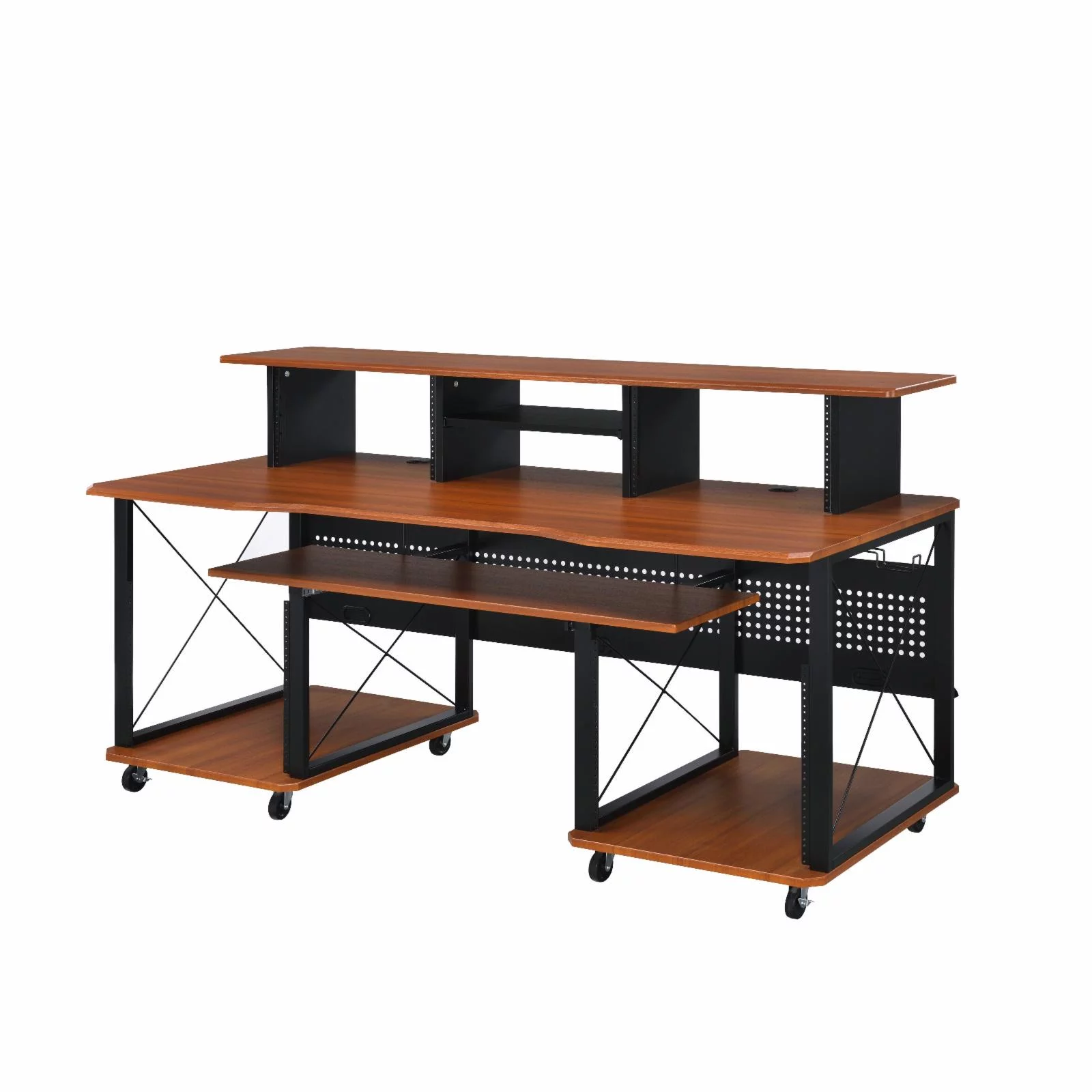 ACME Megara Frame Music Desk with Shelves And Compartments in Black Finish