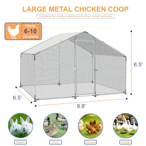 Morngardo Chicken Coop Large Metal Run for 40 Chickens Walk in Yard Poultry Cage Hen House with Waterproof Cover (193.75 Square Feet)