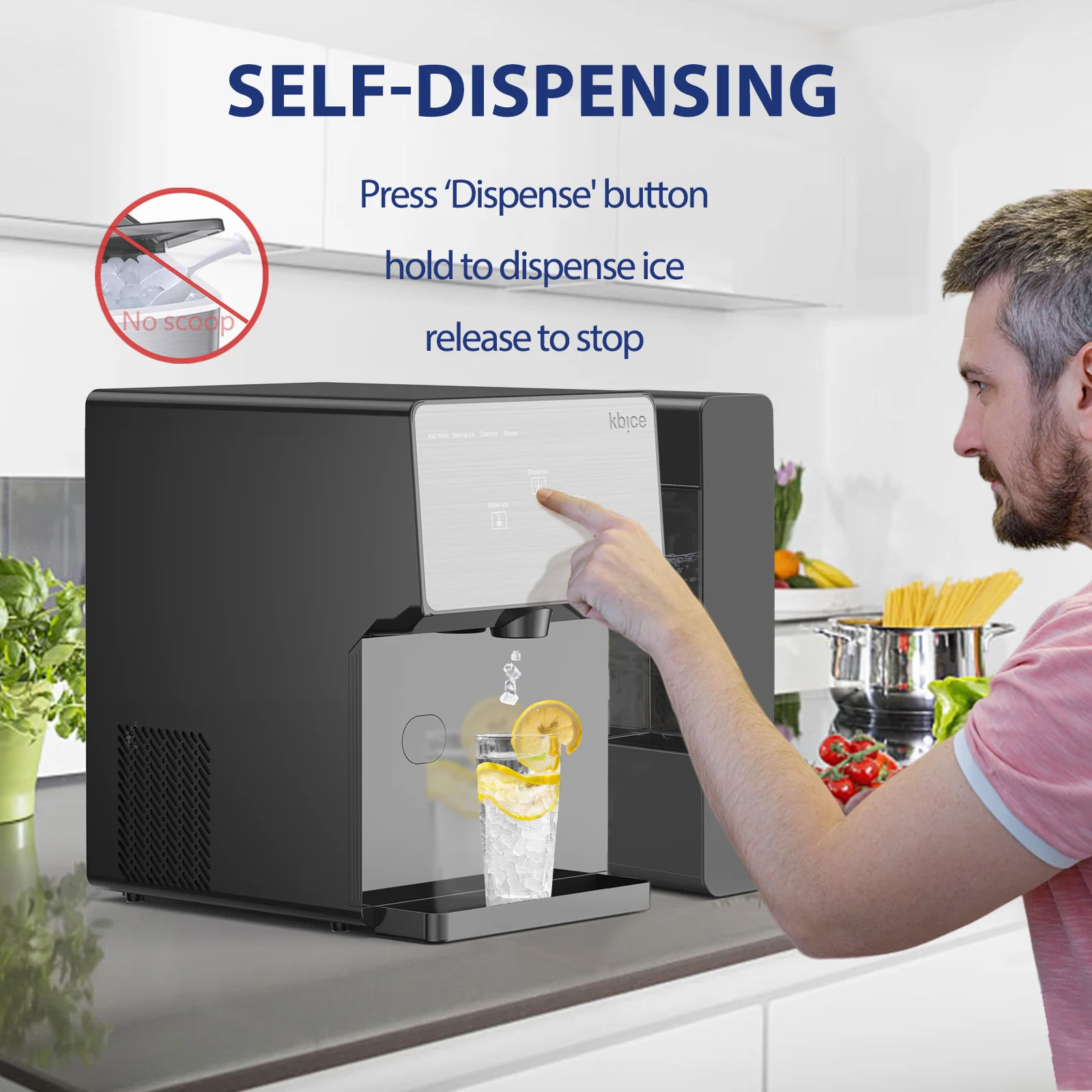 KBICE 3.0 Self Dispensing Countertop Nugget Ice Maker, Crunchy Pebble Ice Maker with Water Tank