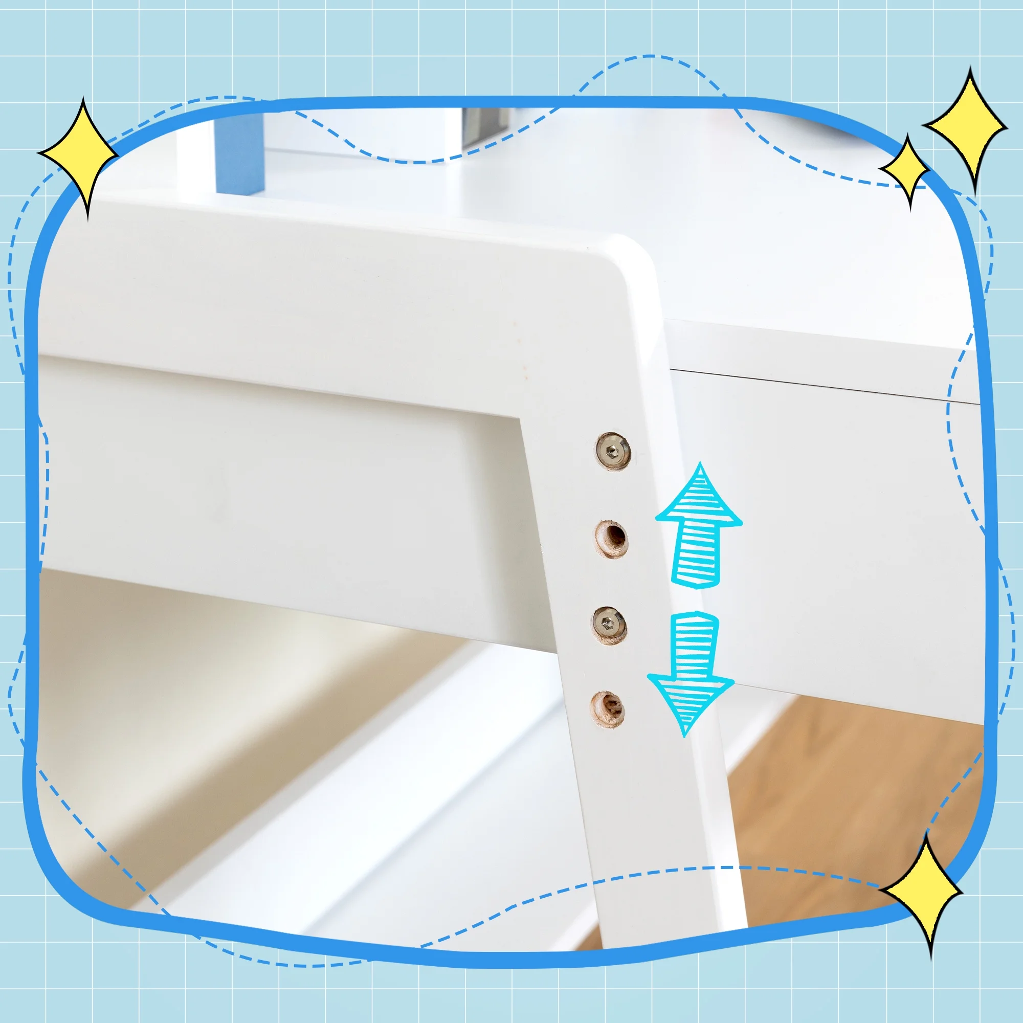 Kids Desk and Chair Set, White Wooden Study Desk for Kids with Drawers