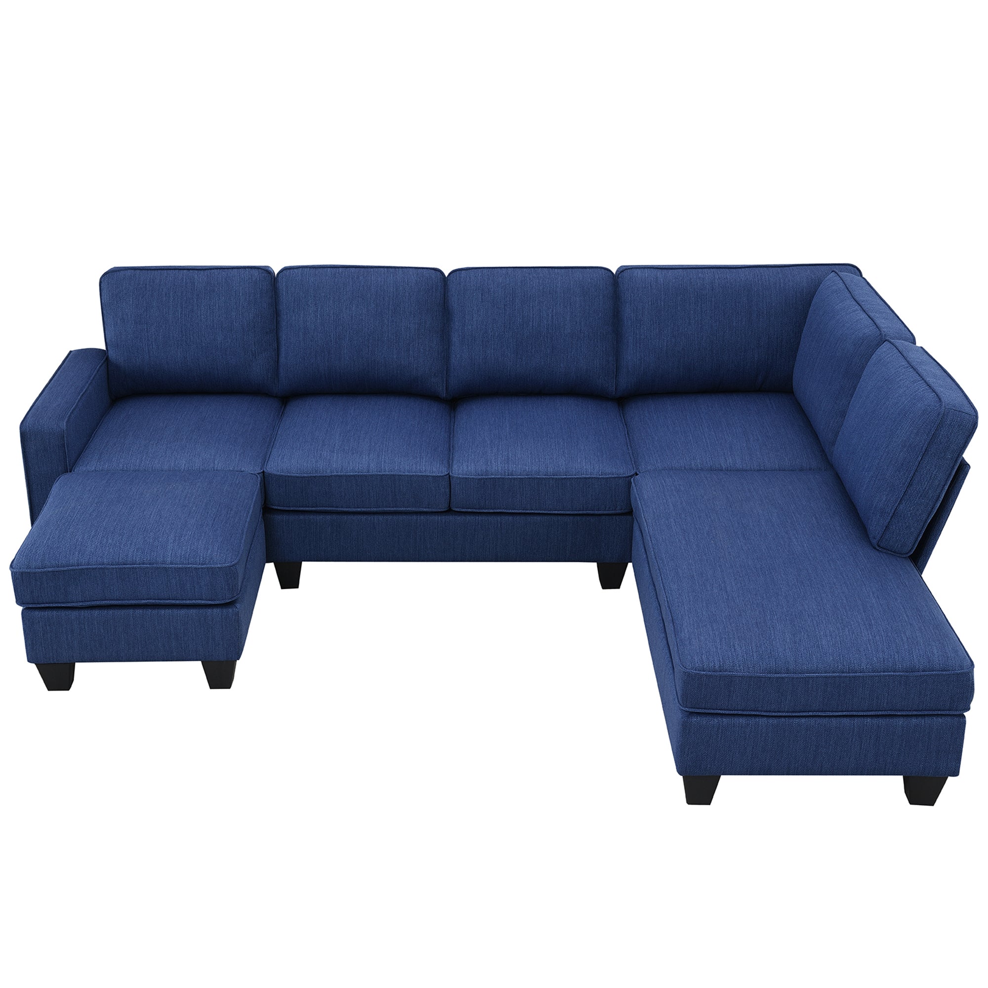 Vortex 7-seat Linen Fabric L-shaped Sectional Sofa - Blue
