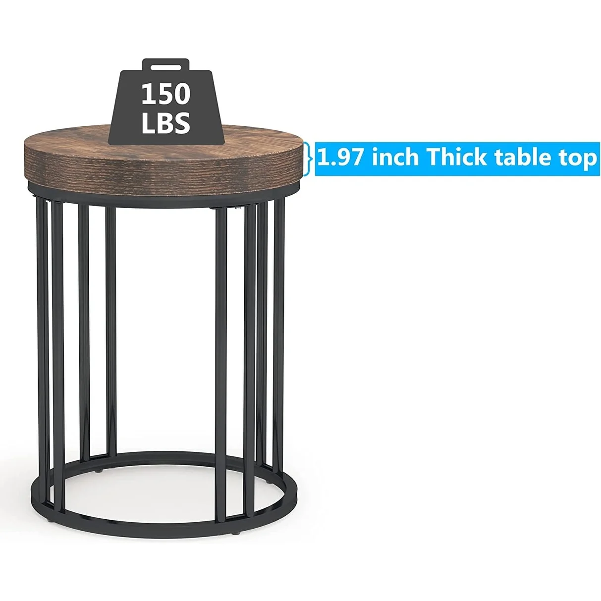 Round End Table, 2 Tier Wood Sofa Side Table for Living Room Bedroom 1 Pc
