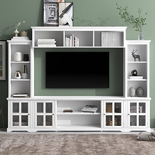 P PURLOVE Minimalism Style Entertainment Wall Unit for Living Room, TV Console Table for TVs Up to 70"