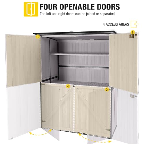 Aivituvin Outdoor Storage Shed Upgraded with Strong Metal Frame Garden Tool Shed Storage House Cabinet with Adjustable Shelfs and Wooden Floor 4.6 x
