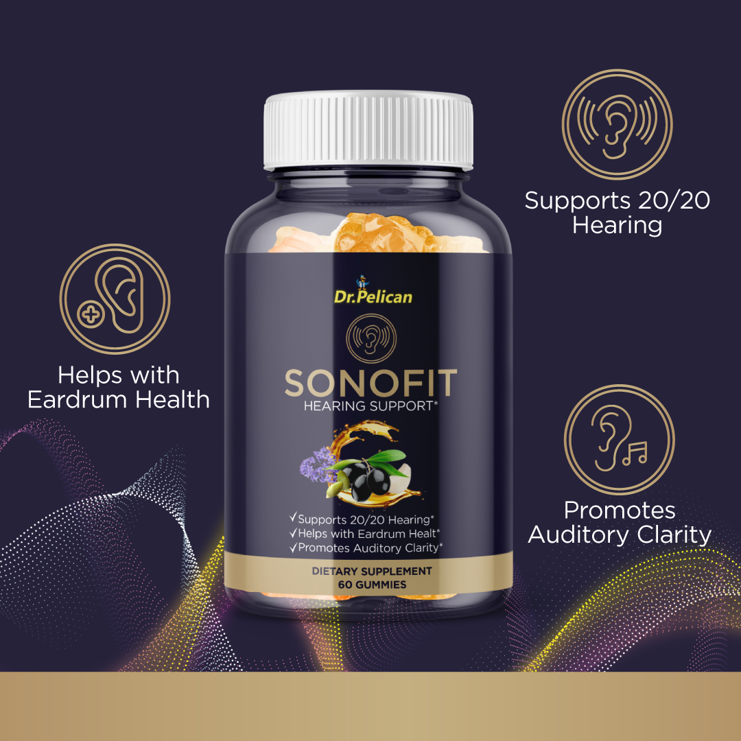 Sonofit- Hearing Support- 12 Bottles- 720 Gummies- Dr. Pelican
