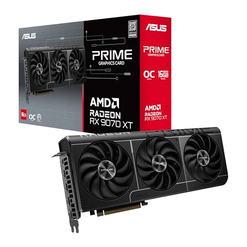 ASUS Prime Radeon™ RX 9070 XT OC Edition Graphics Card (PCIe 5.0, HDMI/DP 2.1, 2.5-Slot Design, axial-tech Fans, Dual Ball Fan Bearings, Dual BIOS