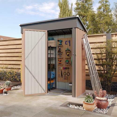 Aoxun 6.2x4 FT Shed Outdoor Storage Shed Metal Garden Shed with Lockable Doors & Slooping Roof Tool Shed Bike Shed for Backyard, Patio