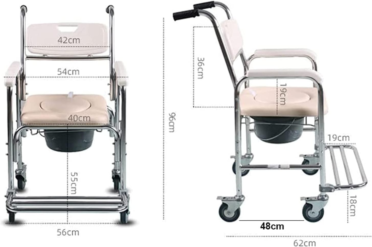 KOHARA Shower Commode Chair with Wheels