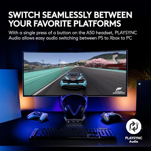Logitech G Astro A50 Omni-Platform Wireless Gaming Headset + Base Station for PS5, Xbox, PC: PLAYSYNC Audio Switcher,