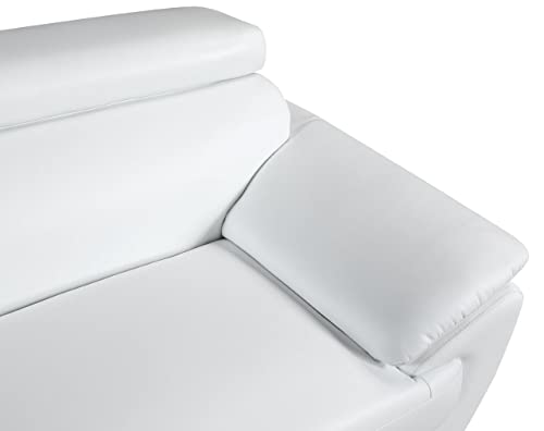 4571 Veal Collection Leather Upholstered Modern Living Room Chair, Loveseat, Sofa, White