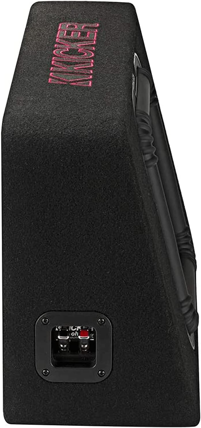 KICKER 46TL7T102 10 Inch 2 Ohm 500 Watt RMS Power and 1000 Watts Peak Power Single Car Audio Thin Profile Subwoofer Enclosure, Black