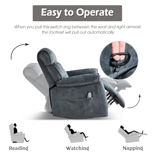 INZOY Massage Swivel Rocker Recliner with Heat and Vibration, Manual Rocking Recliner Chair with Vibrating Massage