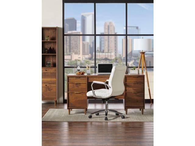 Realspace Modern Comfort Winsley Leather Mid-Back Chair, White