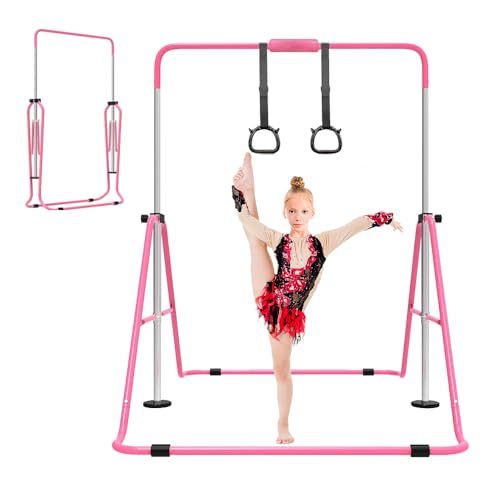 Expandable Gymnastics Bar for Kids, Adjustable Height Junior Training Kip Bar, Folding Gymnastic Horizontal Bars Monkey Bar