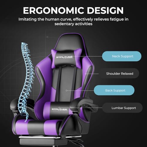 GTPLAYER Gaming Chair, Computer Chair with Footrest and Lumbar Support