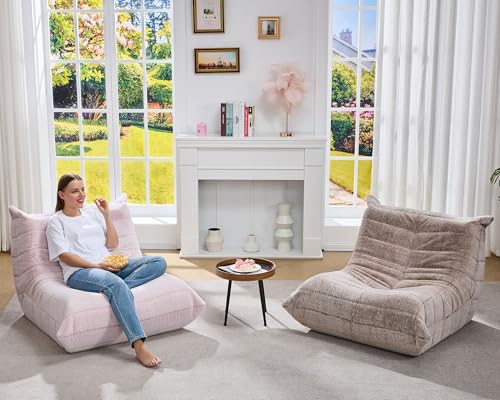 Bean Bag Chairs for Adults Giant Bean Bag Chair Memory Foam BeanBag Chair Big Bean Bag Sofa with Filler Faux Fur Fireside Beanbags Lazy Sofa for