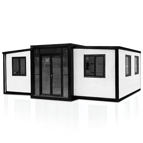 Portable Prefabricated Tiny Home - 19x20ft Expandable Prefab Tiny House for Hotel, Booth, Office, Guard House, Shop, Villa, Warehouse