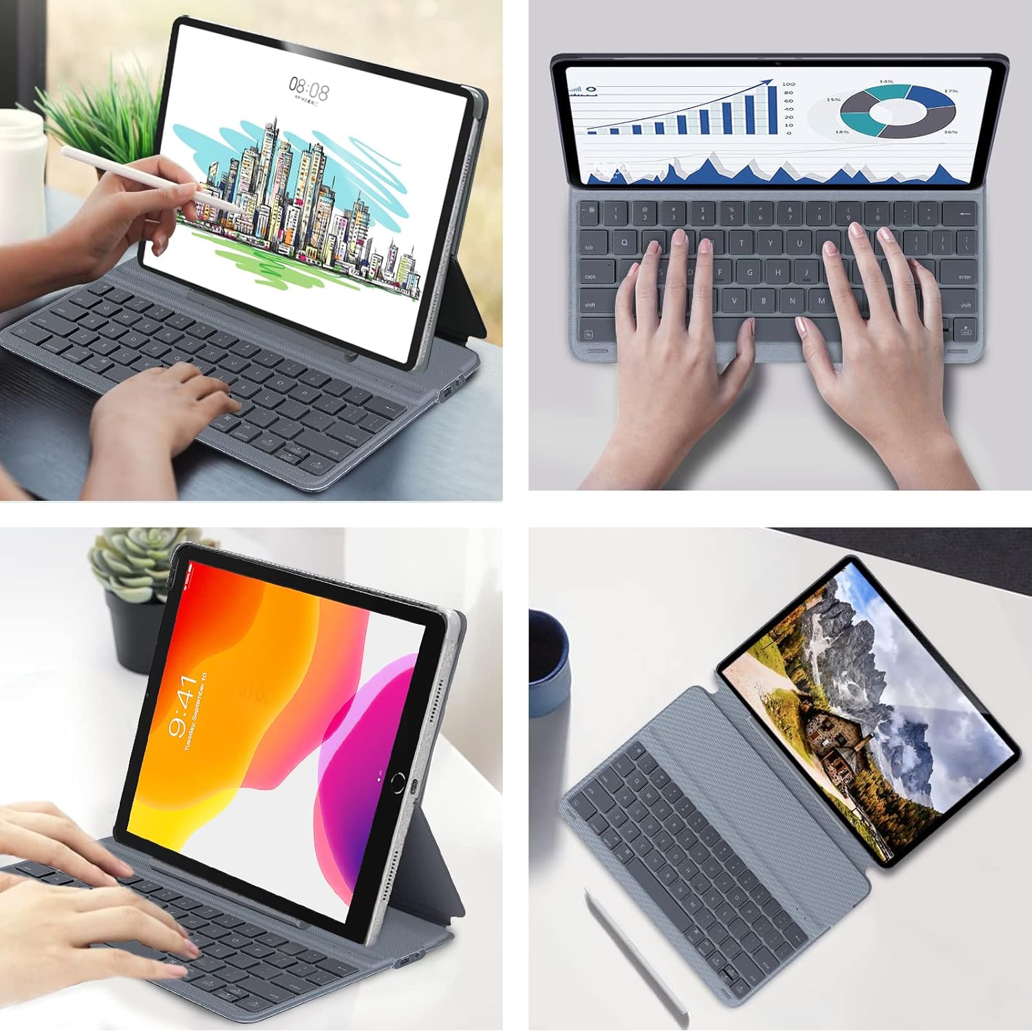 Amork ipad 10.2 inch Case with Keyboard, Portable Keyboard Case for 9th, 8th, 7th Generation-2021, 2020, 2019, Smart Magnetic ipad Keyboard Folio