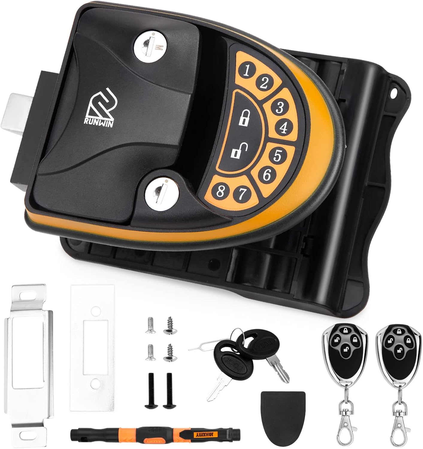 Rv Door Lock Keyless Entry with 2 Pack Key Fob, Rv Door Latch with Keyboard