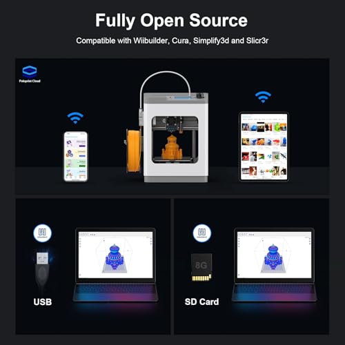 TINA2S 3D Printer with WiFi Printing, WEEDO Mini 3D Printers for Kids and Beginners, Auto Leveling and Fully Assembled FDM 3D Printer