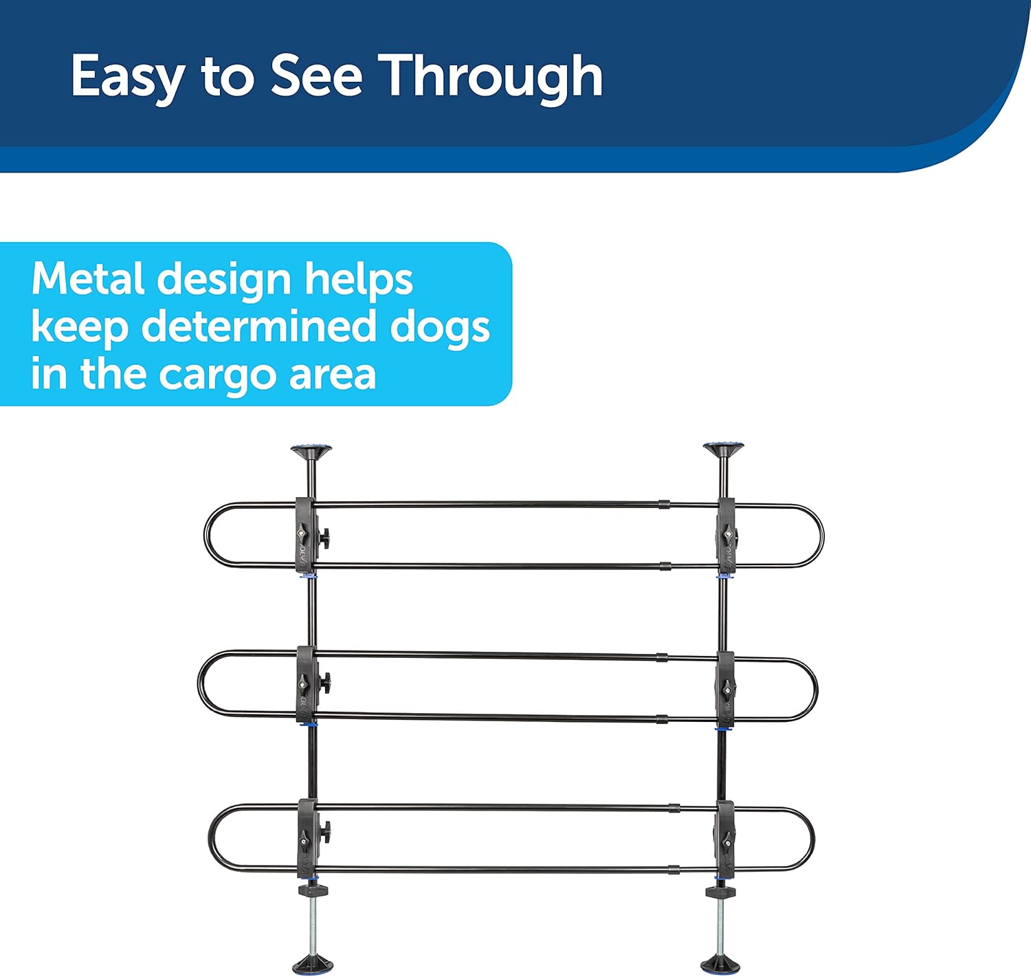 PetSafe Happy Ride Metal Dog Barrier - See-through Tubular Design - Fits Most Cars, Minivans and SUVs - Keep Pets in the Back