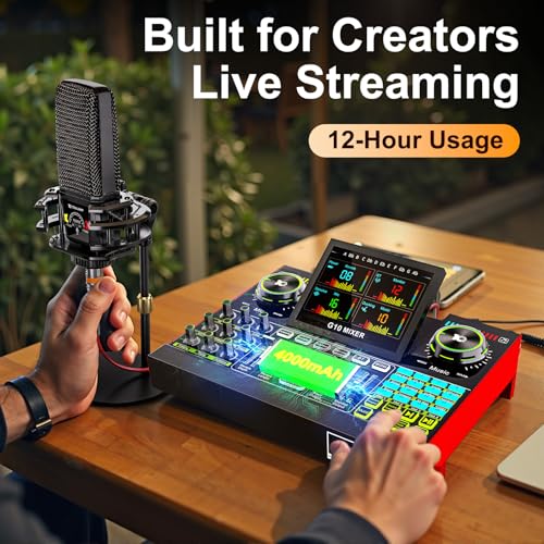 Podcast Microphone Bundle with Live Sound Card Audio Mixer