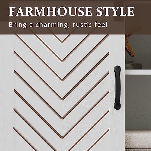 Farmhouse TV Stand for 65+ Inch TV, 34'' Tall Entertainment Center with Sliding Barn Doors