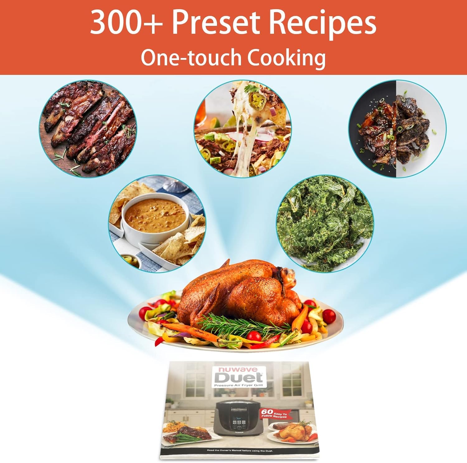 Nuwave Duet Pressure Cook and Air Fryer Combo Cook; Stainless Steel Pot & Rack; Non-Stick Air Fryer Basket; Steam, Sear, Saute, Slow Cook, Roast