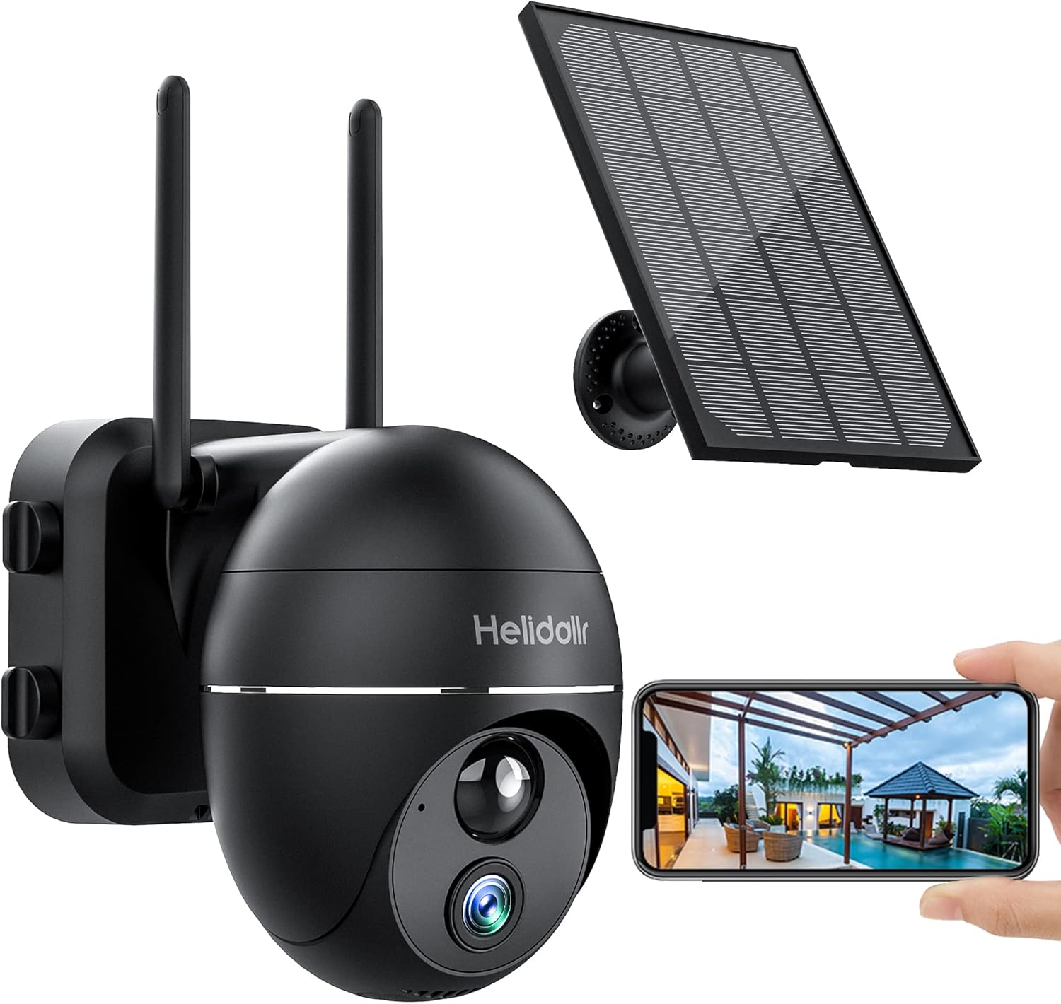 Helidallr Security Camera Outdoor, 1080P WiFi Wireless Outdoor Security Camera with Solar Panel