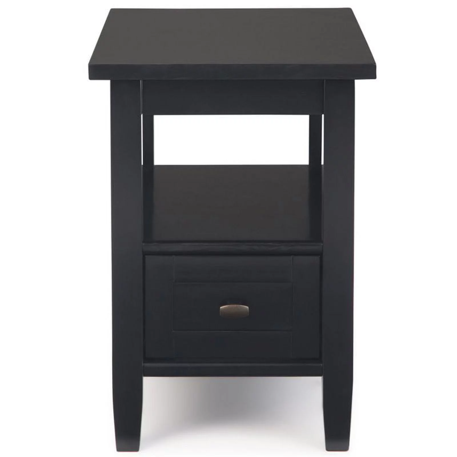 Trent Home 14" Rectangle Transitional Wood Narrow Side Table in Black
