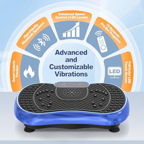 Vibration Plate Exercise Machine for Weight Loss – 100-Speed Platform with Bluetooth Speaker, Remote & Bands