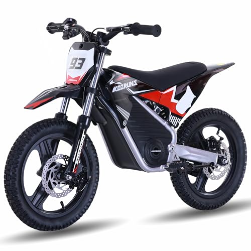 OLALA 36V Electric Dirt Bike for Kids Aged 4-8, Brushless 350W Racing Grade Electric Motorcycle, Up to 18.6MPH & 3 Speed Settings, Dual Disc Brakes
