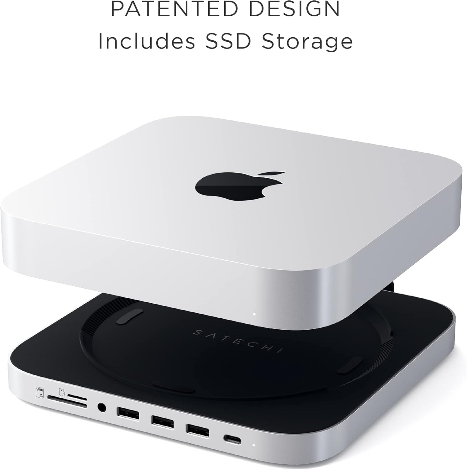 Satechi Type-C Stand & Hub with SSD Enclosure – Patented Design – Fits M.2 SATA SSD, USB-C Data Port, Micro/SD Card Readers